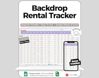 Backdrop Rental Tracker Google Sheets, Rental Business Template Excel, Photo Booth Rental Equipment Tracker, Party Backdrop, Event Planner