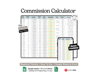 Commission Calculator Tracker Google Sheets Template (Sales Commission, Income and Earnings Log Spreadsheet for Business and Realtors)