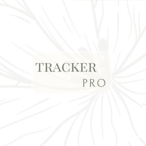 May include: White background with a stylised floral design. The text "TRACKER PRO" is centred in the image.