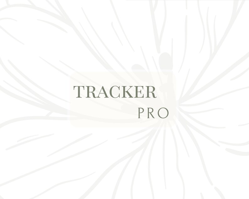 May include: White background with a stylised floral design. The text "TRACKER PRO" is centred in the image.