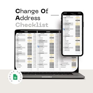 New Address Announcement Tracker Spreadsheet for Google Sheets | Moving Address List Organizer | New Home Address Change Planner