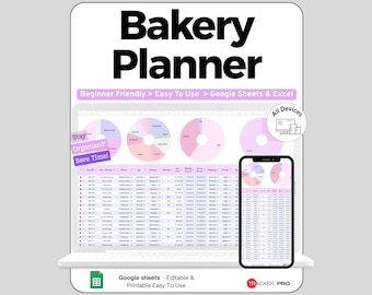 Bakery Spreadsheet Bundle Google Sheets Template, Cake Pricing Calculator & Recipe Cost Tracker, Bakery Order Form and Bookkeeping, Digital