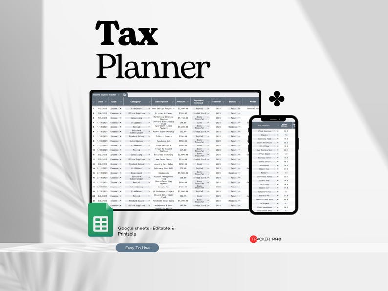 Tax Planner Template Bundle Google Sheets, Tax Planning Spreadsheet Tax Return, Tax Prep Checklist, Preparation Spreadsheet Excel Accounting image 1