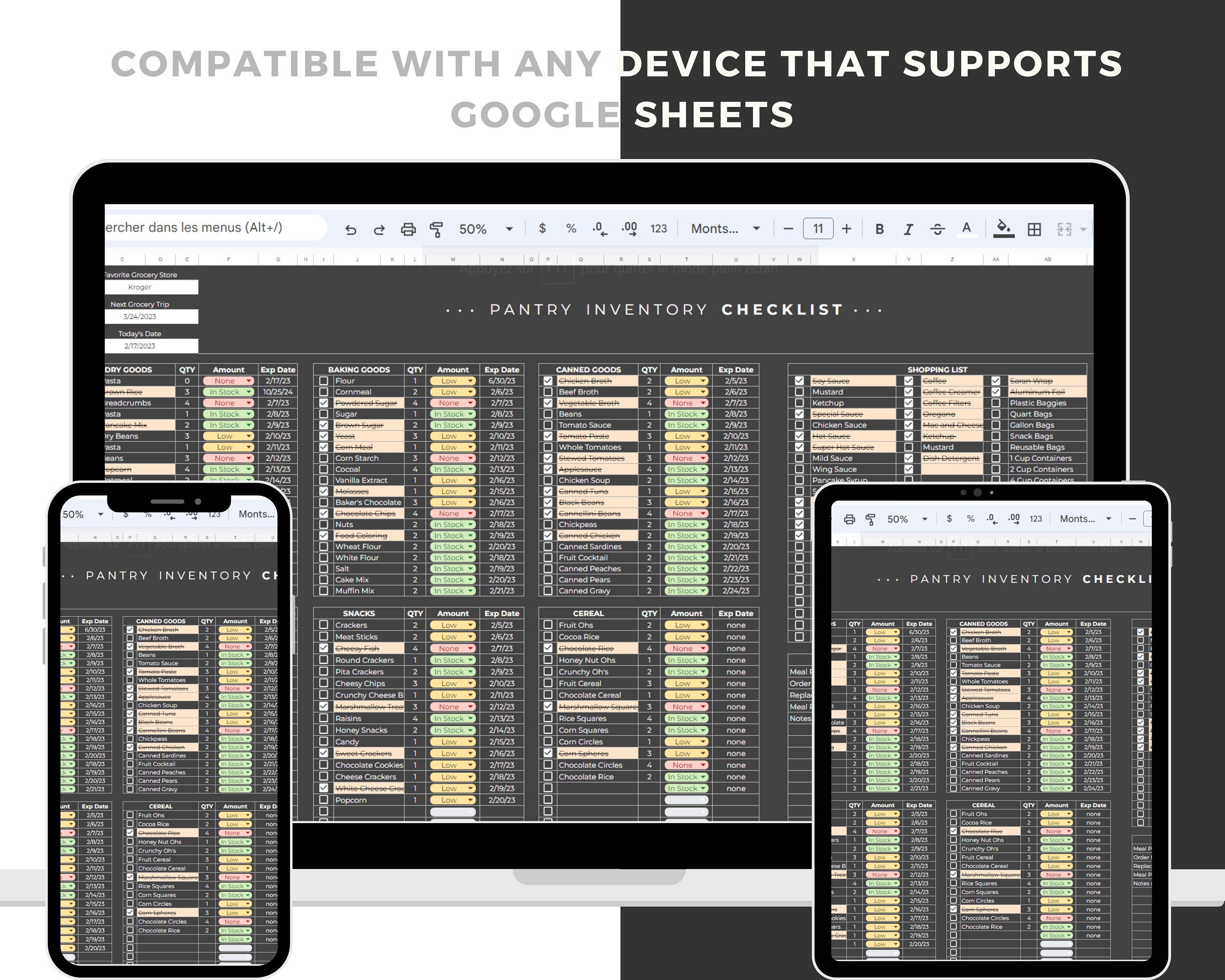 Pantry Planner, Pantry Inventory Template, Pantry List, Food Inventory List Kitchen Checklist