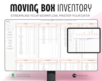 Moving Box Contents List Excel Spreadsheet, Moving Planning, Storage Template, Moving Box Checklist, Storage Unit Organization Google Sheet