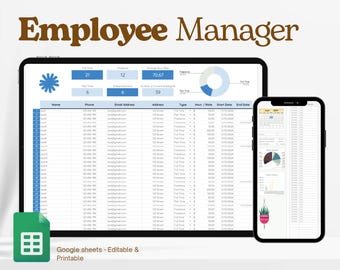 Employee Attendance Template, Attendance Tracker Google Sheets Spreadsheet, Attendance Chart, Absence Sheet, Vacation Tracker