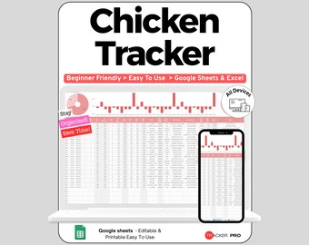 Backyard Chicken Flock Tracker Google Sheets, Egg Production and Coop Care Log, Feed Cost & Hen Health Spreadsheet for Keepers, Homestead