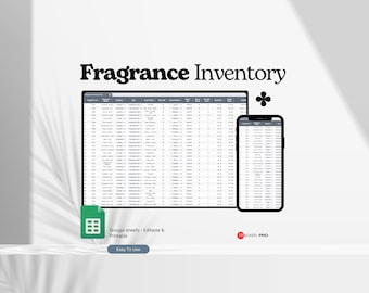 Fragrance Inventory Tracker, Perfume Organizer Google Sheets, Fragrance Collection Inventory Template, Beauty Organization Excel Spreadsheet