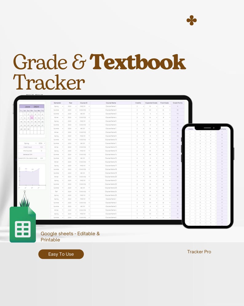 Grade Tracker Spreadsheet | GPA Calculator | College & University ...
