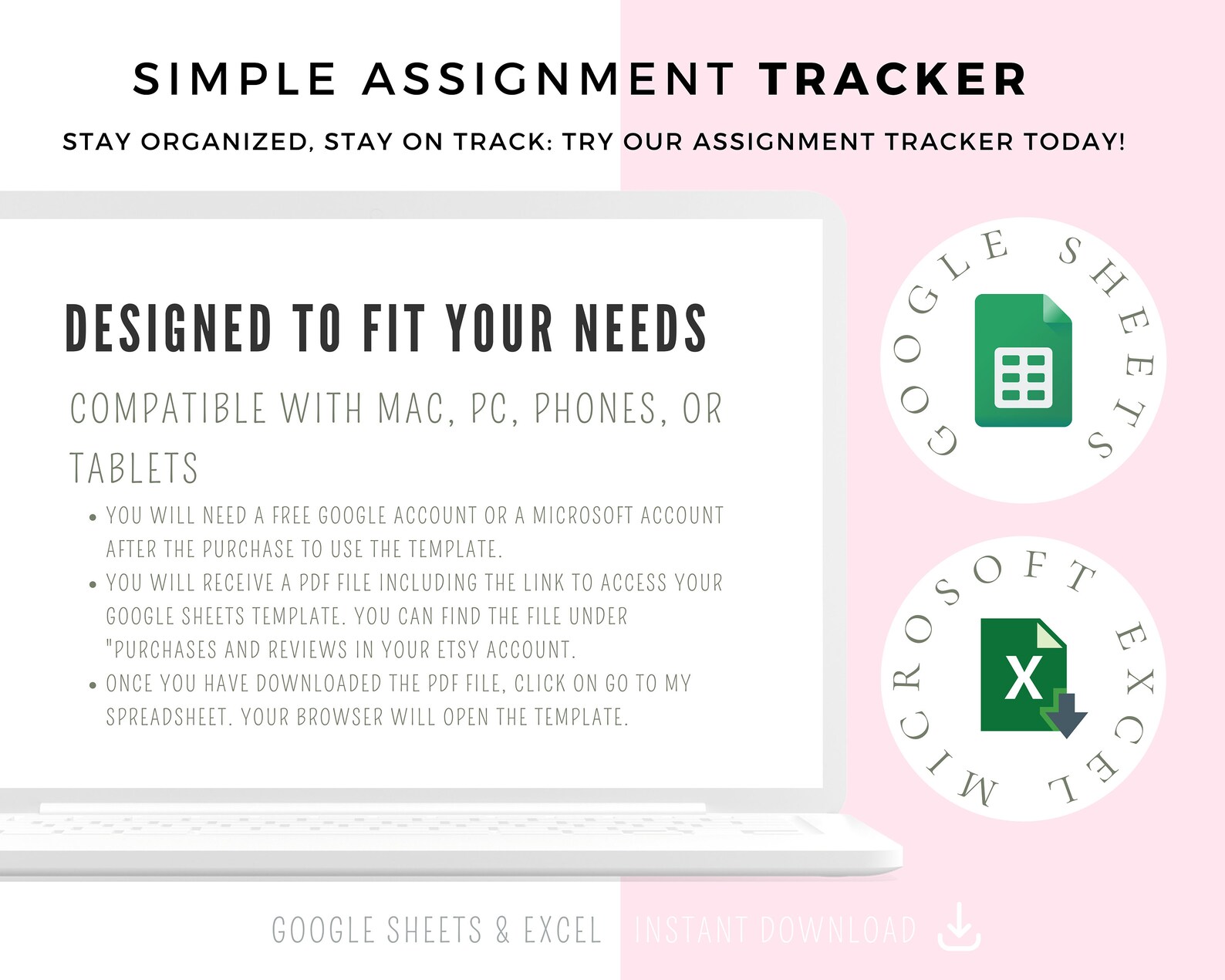 Assignment Tracker Google Sheets and Excel Spreadsheet Template ...