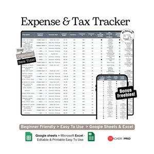 Plantilla de Hojas de Cálculo de Gastos y Deducciones Fiscales de Google, Registro de Gastos Empresariales, Deducciones Fiscales y Finanzas para Autónomos, Plantilla de Excel