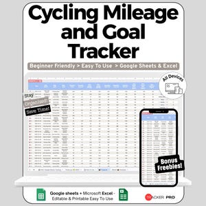 Cycling Tracker Spreadsheet for Google Sheets and Excel Distance Elevation and Goal Dashboard