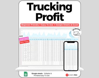 Owner Operator Trucking Profit Tracker Google Sheets, Trucking Load & Revenue Log Template, Fuel Cost and Per Mile Spreadsheet for Truckers