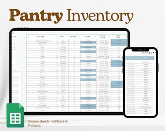 Pantry Tracker, Pantry Inventory Template, Pantry List, Food Inventory List Kitchen Checklist Pantry Inventory List Food Tracker Excel Sheet