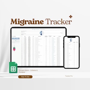 Migraine Tracker Excel Spreadsheet, Chronic Migraine Log Template Google Sheets, Headache Log, Headache Tracker, Migraine Journal, Pain Log
