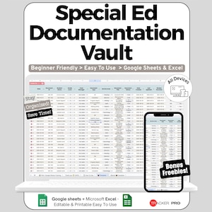 Spreadsheet voor speciaal onderwijs in Google Sheets en Excel: dashboard voor het bijhouden van naleving en documentatie.