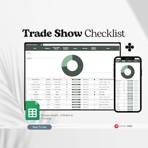 トレードショーチェックリストテンプレート、イベントプランナー、ベンダーブースプランナー、トレードフェアチェックリスト、展示会チェックリスト、カンファレンスプランナー（編集可能）