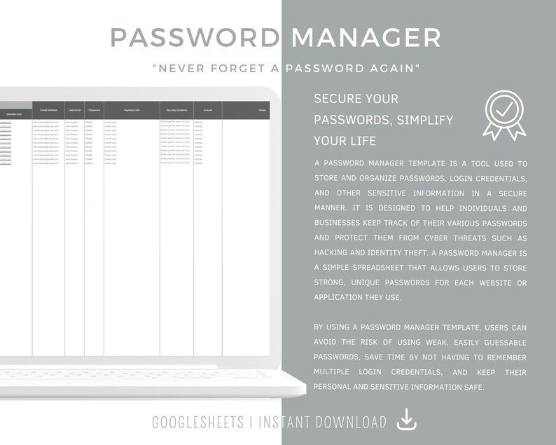 Password Tracker Spreadsheet for Excel, Password Book, Password Log Excel Template, Password Log Spreadsheet Template, Password Keeper image 3