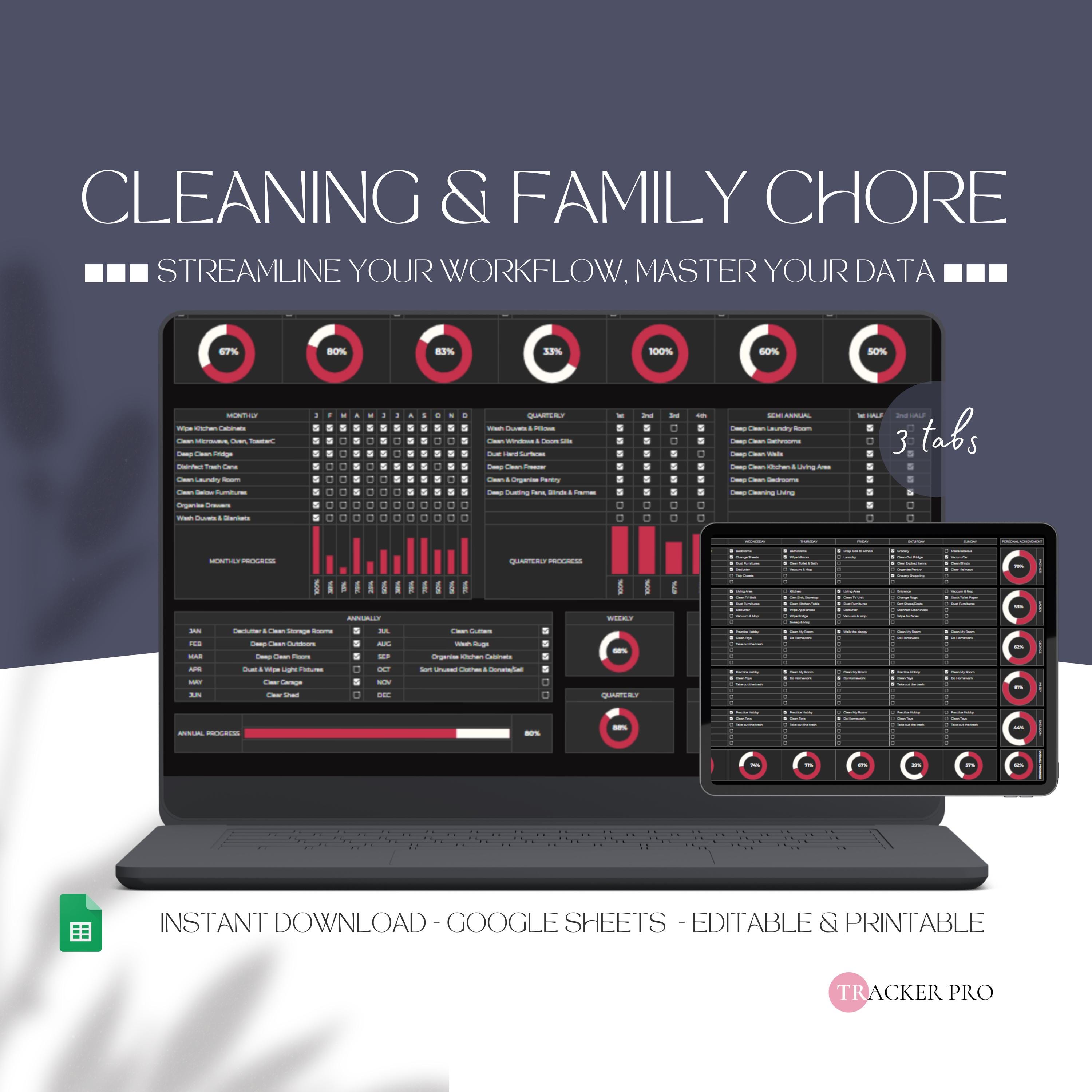Cleaning Checklist Spreadsheet Template for Google Sheets, Cleaning ...