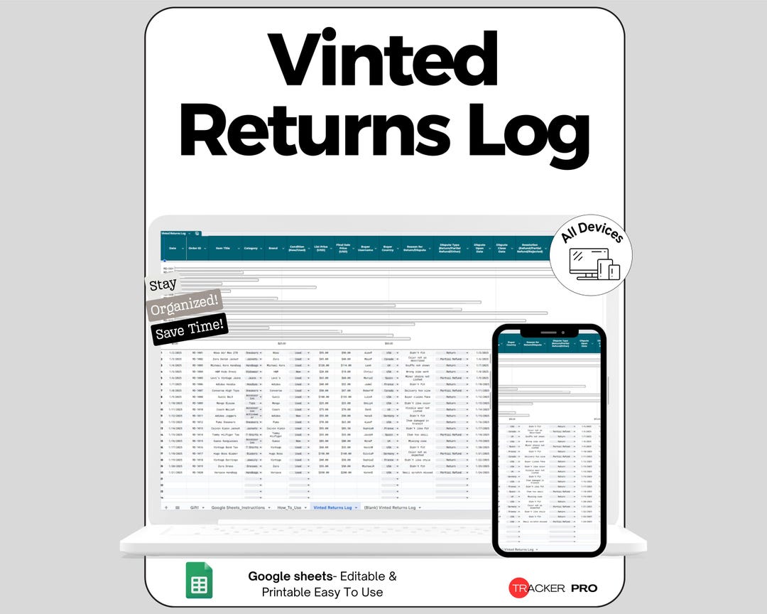 Vinted Returns and Dispute Tracker Google Sheets | Track Returns ...