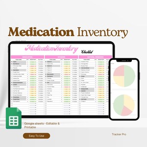 Medication Checklist, Medication Tracker, Daily Medication Log, Medication List Planner, Medication Organizer Template Excel Spreadsheet