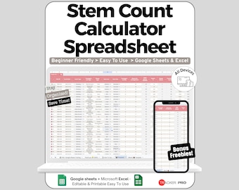 Stem Count Calculator Spreadsheet Template, Flower Business, Floral Designer, Floral Design, Wedding Florist, Flower Arrangement Planner