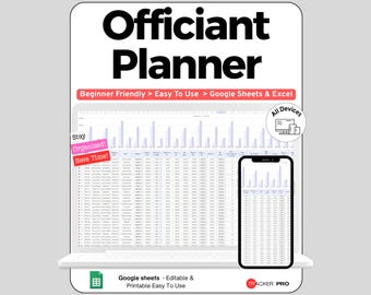 Wedding Officiant Business Planner Google Sheets, Ceremony Booking and Script Tracker, Couple Intake & Rehearsal Log Spreadsheet, Officiant