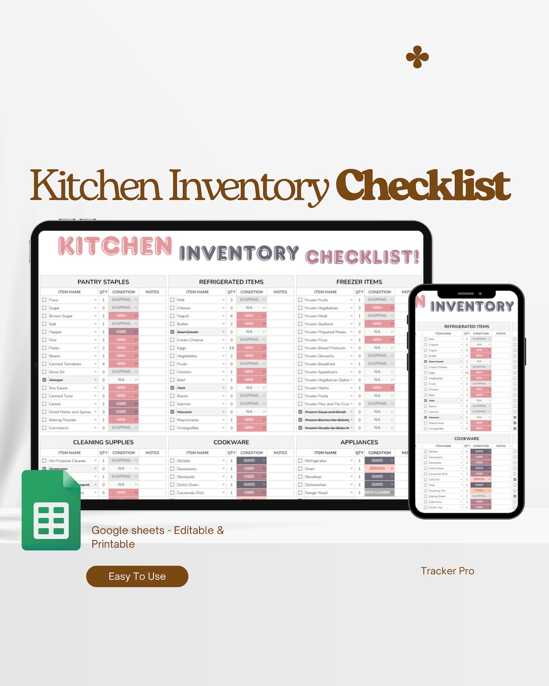Kitchen Inventry Control Kitchen Inventory, Food Inventory Tracker, Pantry Inventory, Freezer ...