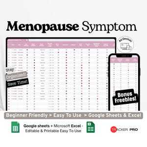 Google Excel-Tabelle zur Erfassung von Wechseljahressymptomen, Hormongesundheitsprotokoll, Wechseljahres-Tagebuch, Tabelle zur täglichen Symptomüberwachung, Wellness-Google-Tabellen