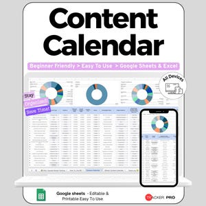 Content Calendar & Posting Schedule Google Sheets, Social Media and Blog Planner Template, Content Planning Tracker Spreadsheet, Sheet