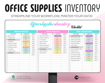 Comprehensive Office Supplies Inventory Checklist Spreadsheet | Google Sheets Template | Office Supplies Inventory Checklist Spreadsheet