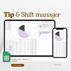 Tip Income Tracker Spreadsheet 2026 | Tip Log Tip Shift Tracker | Money Tracker | Server Tip Tracker | Shift Tracker | Spreadsheets Tip Log