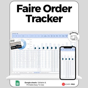 Faire and Tundra Wholesale Order Tracker Google Sheets | Track Wholesale Orders, Products, Inventory, Customers, Sales, Seller Marketplace