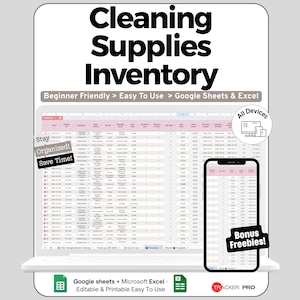 Cleaning Supplies Inventory Tracker Google Sheets, Cleaning Products Supplies List Inventory Sheet, Commercial Cleaning Supply List Excel
