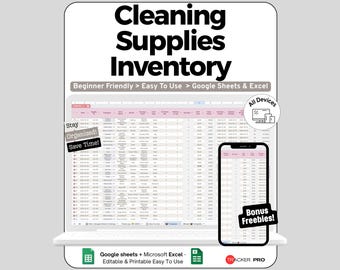 Cleaning Supplies Inventory Tracker Google Sheets, Cleaning Products Supplies List Inventory Sheet, Commercial Cleaning Supply List Excel