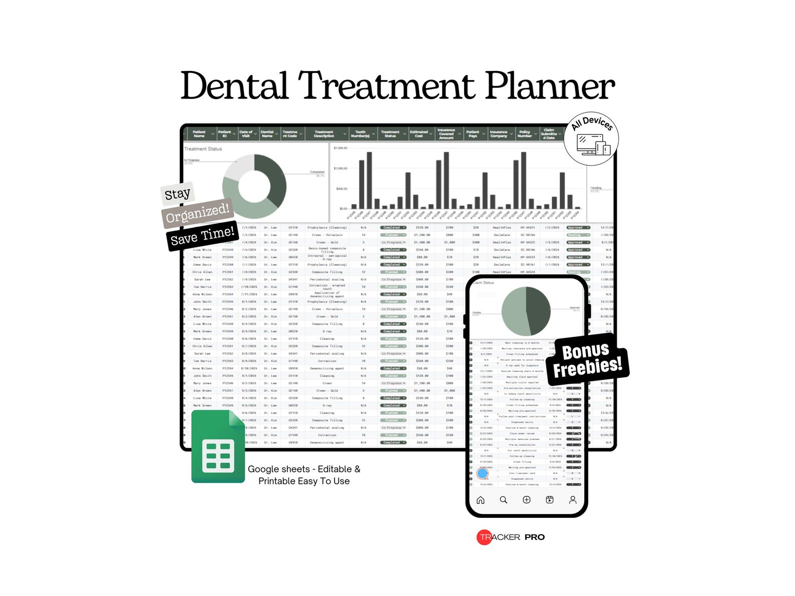 Dental Treatment Plan and Insurance Coverage Tracker Google Sheets ...