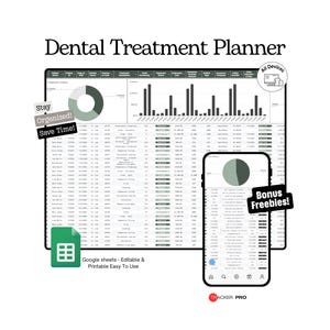 Dental Treatment Plan and Insurance Coverage Tracker Google Sheets Template (Procedures, Costs and Insurance Reimbursement Log)