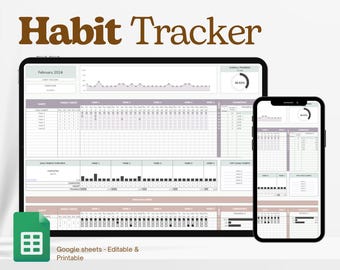 Habit Tracker Spreadsheet for Google Sheets, Daily Habit Planner, Weekly Habits, Goal Planner Dashboard, Digital Daily To Do List Template