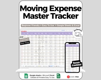 Moving Budget Spreadsheet Google Sheets Template, Relocation Cost Tracker with Deposits Truck Rental & Utility Setup, Moving Checklist, Log