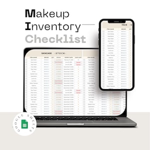 Makeup Inventory Spreadsheet for Google Sheets Makeup Collection Organizer Makeup Artist Kit Inventory Tracker Beauty Products Management