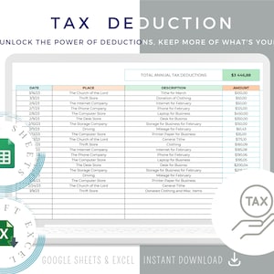 Tax Deduction Tracker Excel Spreadsheet Editable Tax Deductions List