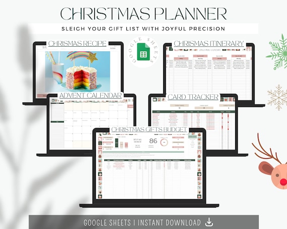Christmas Gift Tracker, Google Sheets Template, Christmas Planner For Gifts, Christmas Budget Planning, Christmas Gifts Tracker Digital