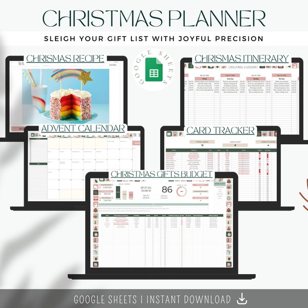 Christmas Gift Tracker, Google Sheets Template, Christmas Planner For Gifts, Christmas Budget Planning, Christmas Gifts Tracker Digital