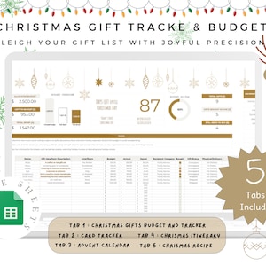Christmas Gifts Tracker Template | Christmas Gifts Budget Google Sheet Spreadsheet | Christmas Budget Planning | Holiday Christmas Planner