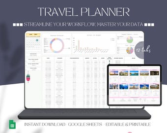 Travel Planner Google Sheet, Travel Spreadsheet, Travel Budget Template, Travel Packing List, Travel Itinerary Template Google Sheets