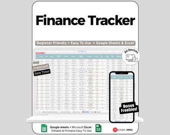 Finance Tracker Spreadsheet Google Sheets Template, Personal Budget by Paycheck with Bills Savings & Debt, Monthly Spending Breakdown, Log