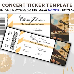 Editable Concert Ticket Template, DIY Event Ticket, Custom Concert ...