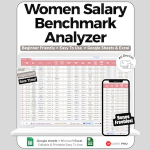 Salary Benchmark Spreadsheet for Google Sheets and Excel Market Comparison Tracking and Career Dashboard