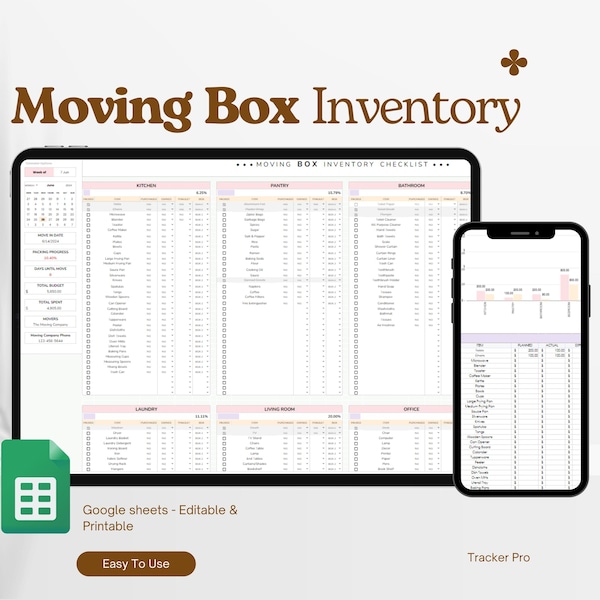 Moving Box Spreadsheet Etsy