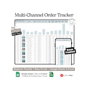 Multi-Channel Order Tracker Google Sheets Template, Etsy, Shopify, Amazon and eCommerce Order Management Spreadsheet, Microsoft Excel